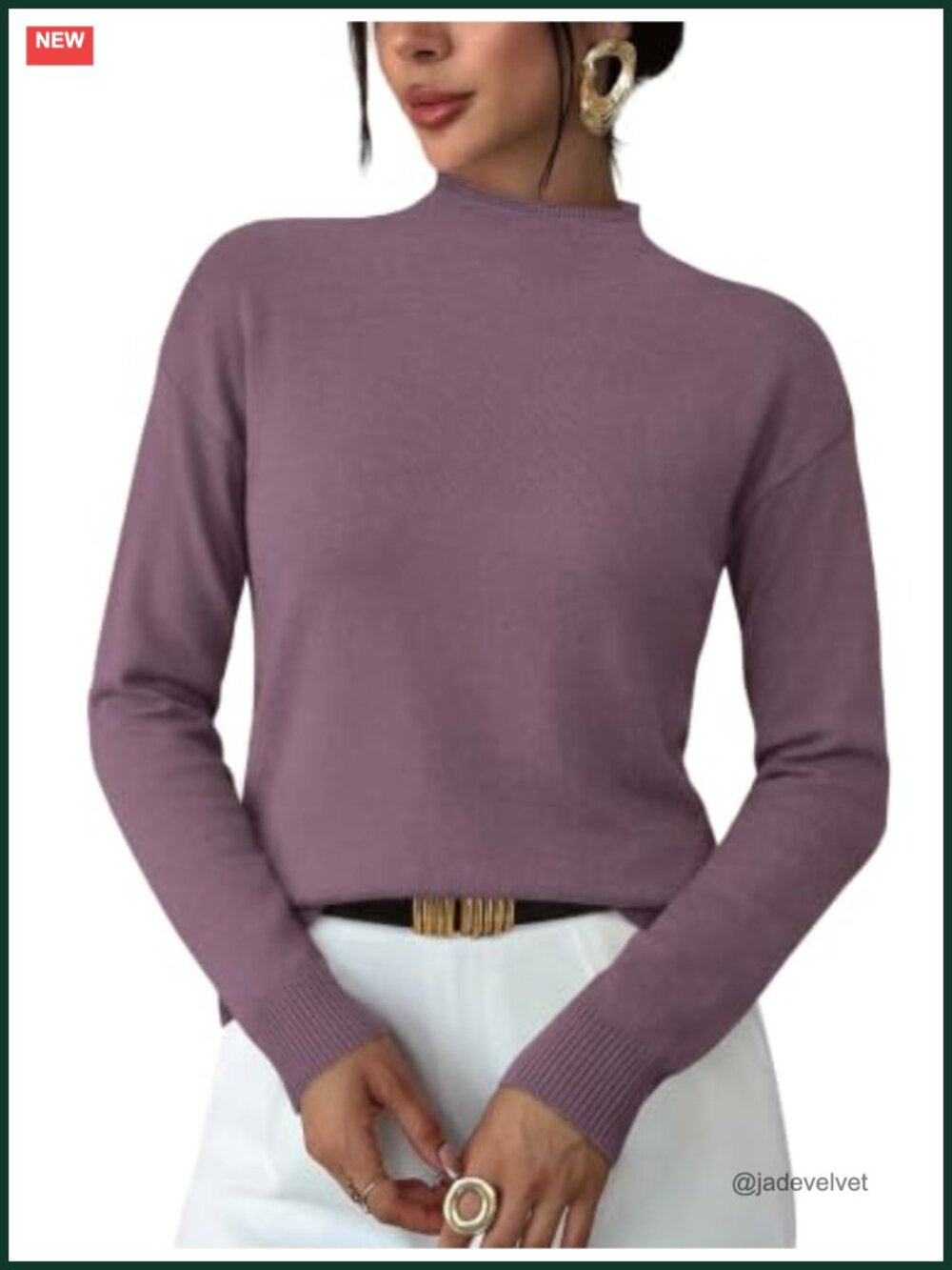 Buttery Soft Mock Neck Long Sleeve Sweater Lightweight Knit